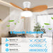 Quiet Ceiling Fan with LED Light DC Motor 32 Inch Large Air Volume Remote Control Oak for Kitchen Bedroom Dining Room Patio