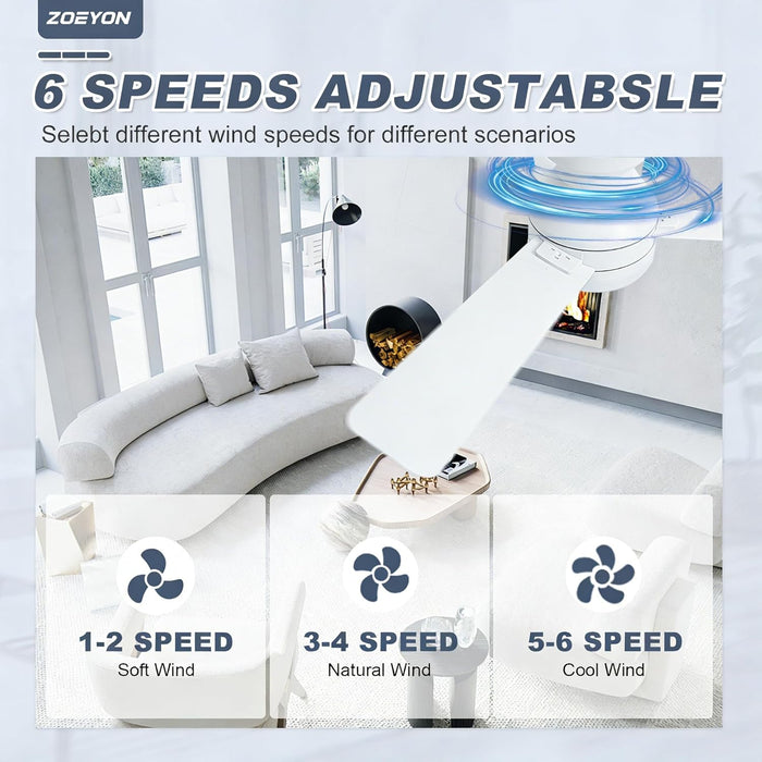 42 Inch White Ceiling Fan RemoteControl DimmableLight