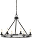 Farmhouse Chandelier, 6-Light Wagon Wheel Chandelier with Adjustable Height, Dining Room Light Fixture, Hanging Lights for Kitchen Island, Living Room, Bedroom, Entryway, E12 Base