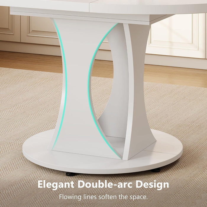 Round Dining Table 47Inch WhiteFinish LivingRoomArea