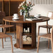 47 Inch round Dining Table for 4-6, Circle Farmhouse Kitchen Table with Storage Space, Wood Strip Base for Dining Room, Living Room, Lunch (Dark Brown)