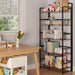 5 Tier No Assembly Folding Bookshelf, Arched Bookshelf, Foldable Bookcase for Living Room, Bedroom, Office,Skinny Bookshelf (Fire Brown)