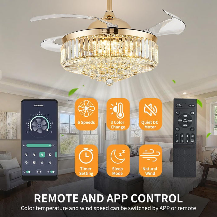 UltraQuiet 42 Inch Fandelier Ceiling Fan RemoteLED