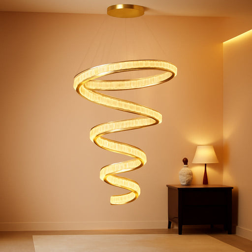 Modern Gold Ring Chandelier for High Ceiling Foyer,Large Crystal Chandelier for Staircase Villa D8''+15.7"+23.6"+31.5"+39.4"
