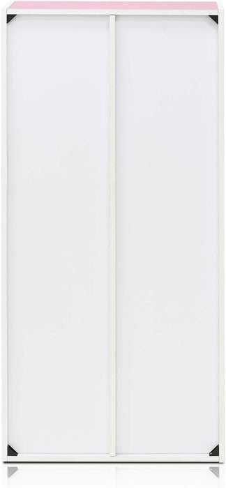 LUDER Book Shelf, 7-Cube Bookshelf, Bookcase, 9.4 X 19.5 X 41.7, for Living Room, Bedroom, Home Office, White/Pink