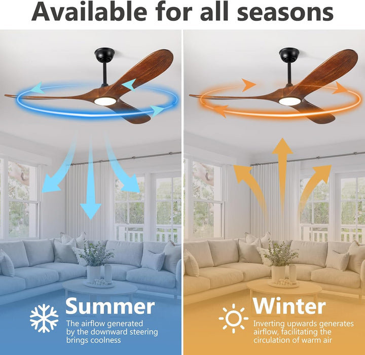 60 Inch Wooden Ceiling Fan Dimmable Lighting