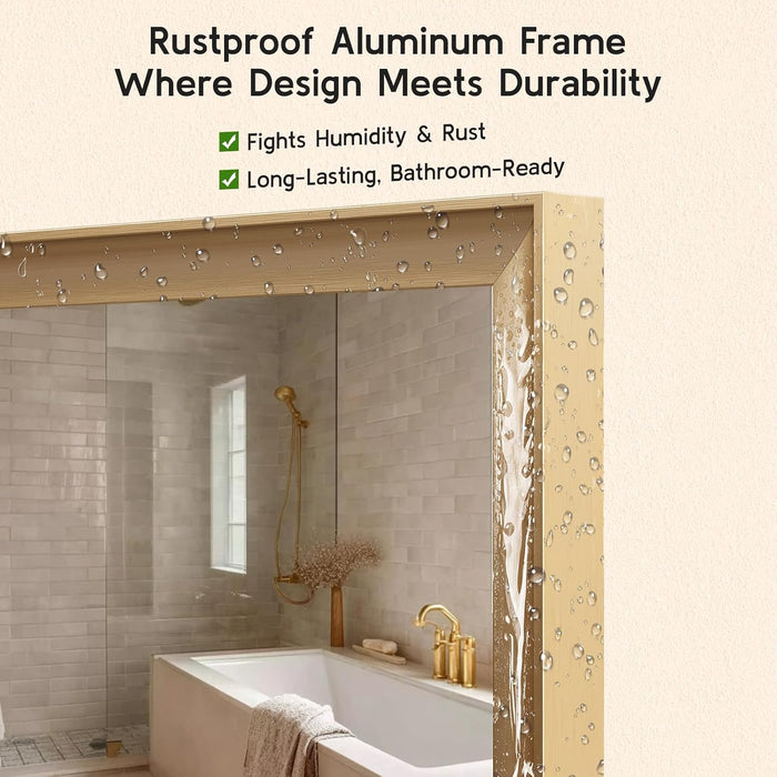 2 Pack Brushed Gold Bathroom Mirrors for over Sink, 22X30 Inch