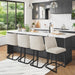 Counter Height Bar Stools Set of 4, 24 Inch Seat Height Bar Chairs for Kitchen Island, Linen Fabric Upholstered Barstools with Metal Feet for Dining Room, Beige