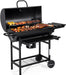 Barrel Charcoal Grill with Foldable Front Shelf, 686 Sq.In. Cooking Area Outdoor Bbq Grill,Thermometer and Adjustable Air Vents for Patio, Parties,Backyard, Tailgating, Black