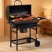 Barrel Charcoal Grill with Foldable Front Shelf, 686 Sq.In. Cooking Area Outdoor Bbq Grill,Thermometer and Adjustable Air Vents for Patio, Parties,Backyard, Tailgating, Black