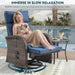 Zero Gravity Patio Swivel Recliner Chairs Set of 2 - Wicker Outdoor Lounge Chair with Adjustable Backrest & Footrest, All Weather Reclining Rocker Chairs with Thick Cushion for Pool Deck Blue