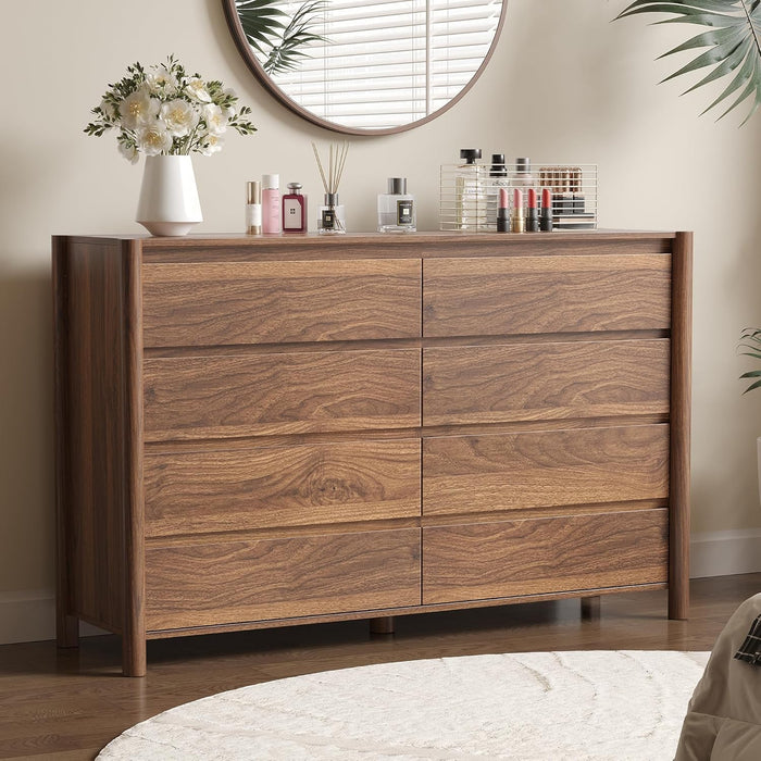 oversized dresser for bedroom Farmhouse 9 Drawers Bedroom, 55'' Wide Wood Rustic Chest of Drawers with Natural Texture, Storage Dressers Organizer with Large Drawers for Bedroom, Living Room, and Entryway, Walnut. : Home Built with a sturdy metal frame and wood tabletop Walnut Dresser With Eight Oversized
