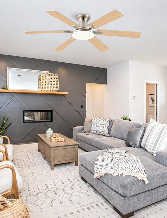 Modern Nickel Ceiling Fan Silent Brushed Steel Finish