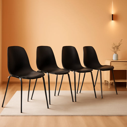 Set of 4 Dining Chairs with Legs for Kitchen Living Room(Matte Black)