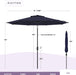 - 10-Year-No-Fade 9 Ft Patio Umbrella with Terylast Fabric, Auto-Tilt Aluminum Frame and 8 Reinforced Ribs for Deck, Pool, Garden & Beach - Navy Blue Canopy, Black Pole