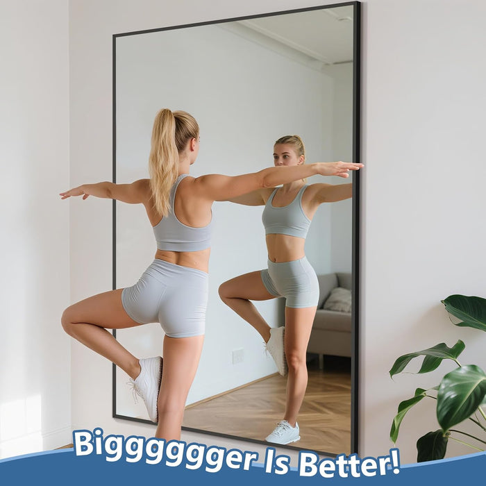 Large Mirror Full Length 72"X44",Oversized Floor Mirror with Stand