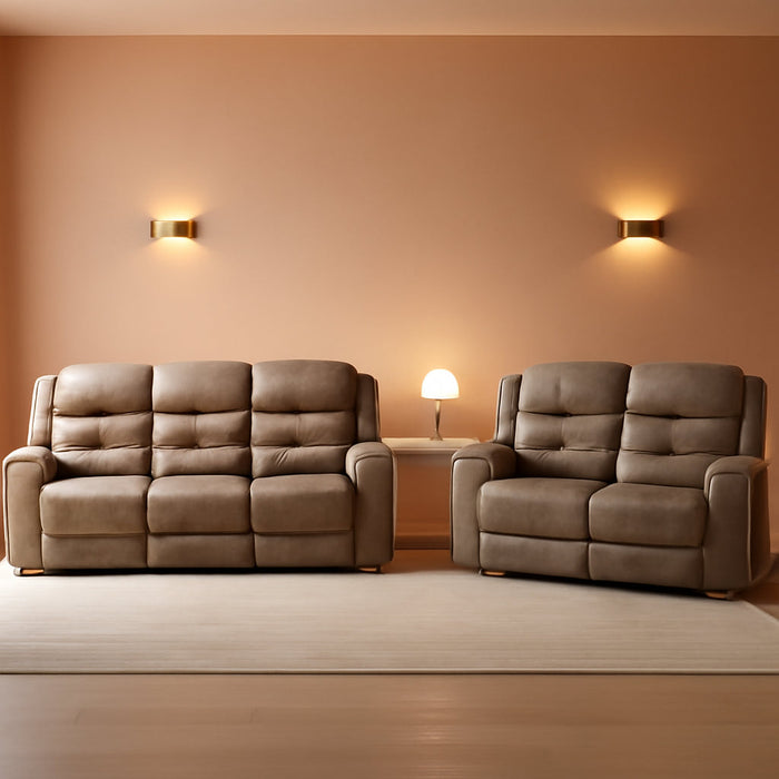 Reclining Living Room Set, Wall Hugger Manual Reclining Sofas, Couches for Living Room, Home Theater Seating, Includes Dual Reclining Sofa and Loveseat, 2-Piece Set, Brown​