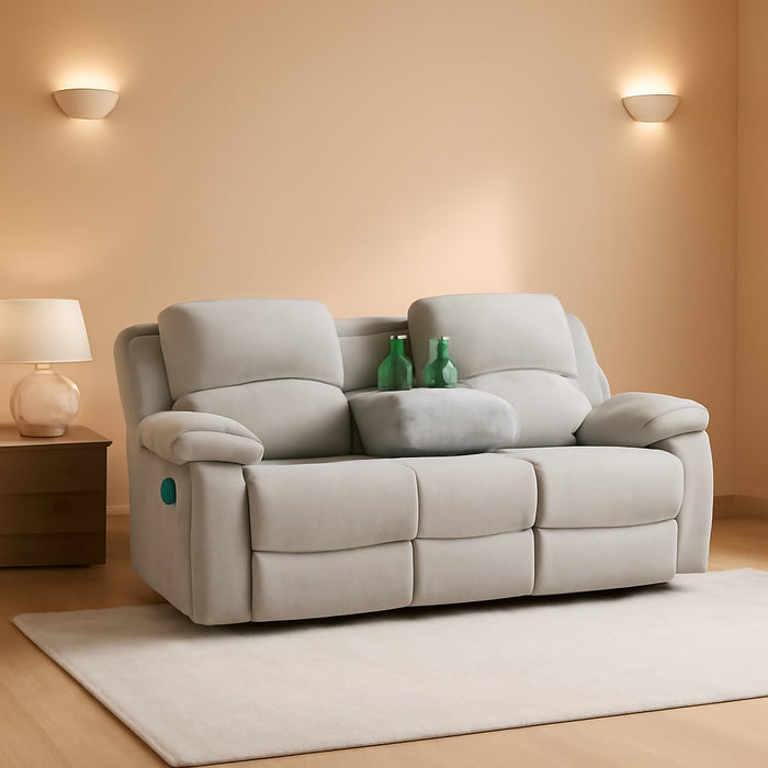 Living Room Furniture Set Leather Recliner Sofa Set Loveseat Chair Furniture Sofa Set for Living Room/Small Space/Rv/House/Office/Theater Seating (B-Grey White Microfiber, Sofa(3Seater))