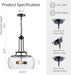 Black Rustic Farmhouse Pendant Light 20.9x15.9 Inches