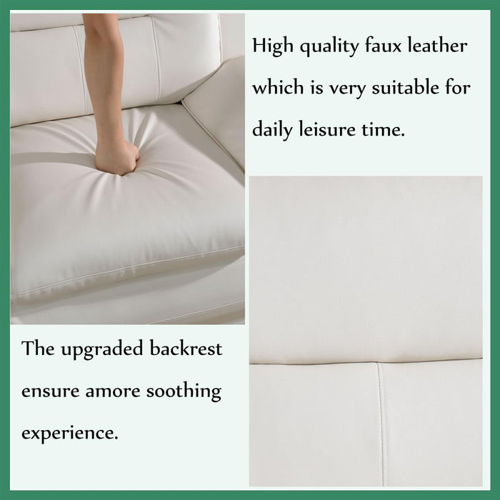 Leather Sofa Set,Leather Sofa Set for Living Room Furniture Sets, Loveseat Sofa with Chair 3-Piece for Living Room/Office/Apartment(White)