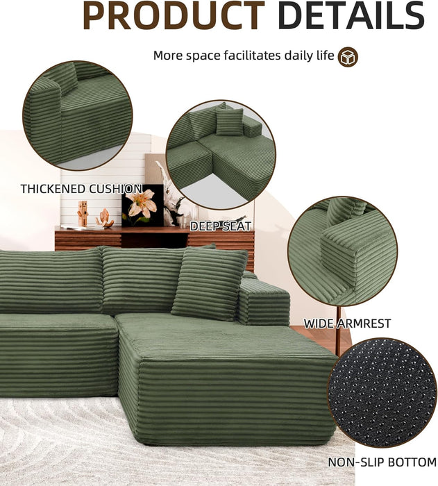 Green 106Inch Modular Sectional Sofa Luxurious Living