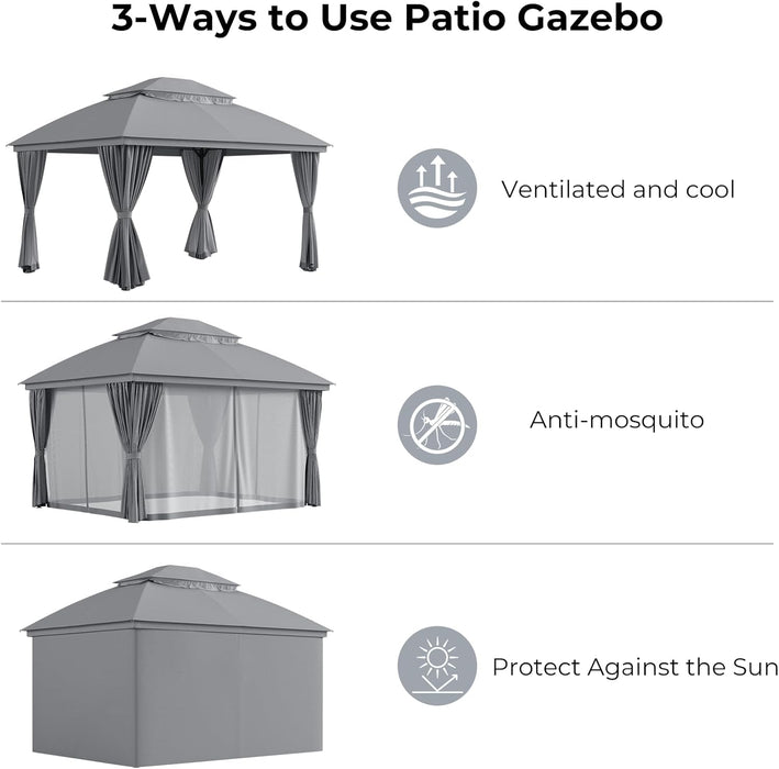 Durable Outdoor Gazebo 10x13 Ft Weatherproof Roofs