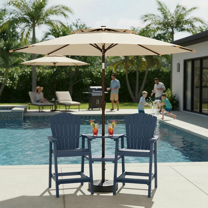 10FT Outdoor Patio Umbrella, 2 Tiers Market Table Umbrella with 8 Sturdy Ribs, Push Button Tilt and Crank, UPF50+ UV Protection for Deck, Pool, Garden and Backyard