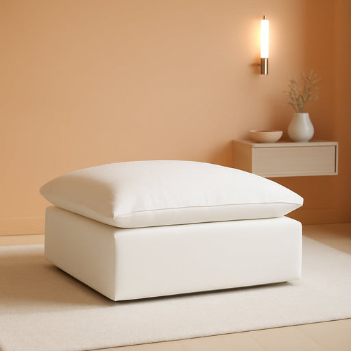 Ottoman Module for Living Room, Cushion Covers Removable, Minimalist Comfy Breathable Ottoman Footstool Paired with Sofa for Living Room Apartment, White