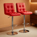 Bar Stools Set of 2, Adjustable PU Leather Swivel Barstools, Modern Counter Stools with Back and Footrest, Counter Height Barstools for Bar, Kitchen, Dining Room, Red