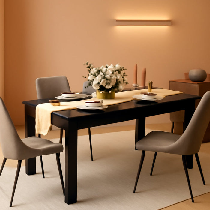 Wood Dining Table for 4-6 People, 63" Wood Rectangle Dinner Table, Modern Kitchen Table with L-Shaped Legs, 330Lbs Weight Capacity, Farmhouse Dinette Table for Dining Room, Living Room, Black