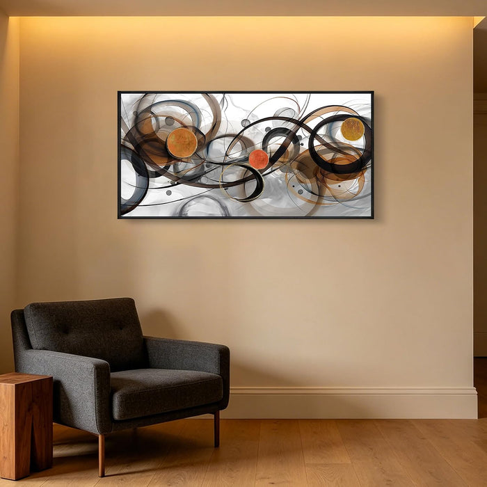 Black and Orange Picture Artwork - Boho Abstract Wall Art for Living Room Office Canvas Pintings Modern Minimalist Frame Wall Art 40X20 Inches