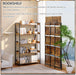Extra Wdie No Assembly Folding Bookshelf, 64.3" H X 30.9" W, 5 Tier Collapsible Book Shelf Bookcase Foldable Shelves for Bedroom Living Room Home Office - Rustic Brown & Black