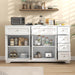 Large Buffet Cabinet with Storage, 59” Kitchen Cabinet with 4 Doors, 6 Drawers & 2 Adjustable Shelves, Modern Sideboard for Living Room, Coffee Bar, White