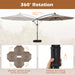 10Ft Solar Patio Umbrella with Base Included, Offset Cantilever Outdoor Umbrella with 32 LED Lights, 360 Degree Rotation, Crank Handle for Pool Deck Garden Backyard (Tan)