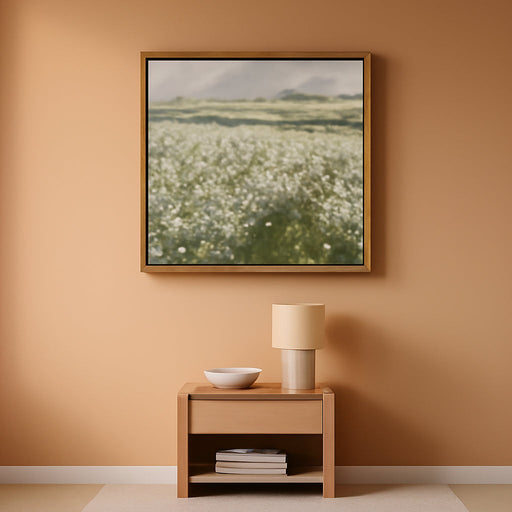 Vintage Landscape Framed Canvas Wall Art Countryside Flower Field Classic Paintings Farmhouse Kitchen Office Decor - 8X10In Natural Framed