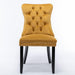 Tufted Dining Room Chairs Set of 2, Velvet Kitchen Nailhead Trim Chairs with Solid Wood Legs and Padded Seat, Gold