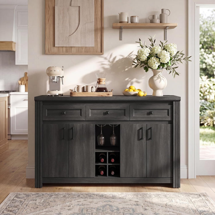 Sideboard Buffet Cabinet with Storage, Charging Station, Wine Rack