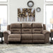 Stoneland Reclining Sofa, Dual-Sided Manual Recliner Couch with Faux Leather Upholstery, Wall Hugger Comfort for Living Room Seating, 90 Inches Wide, Brown
