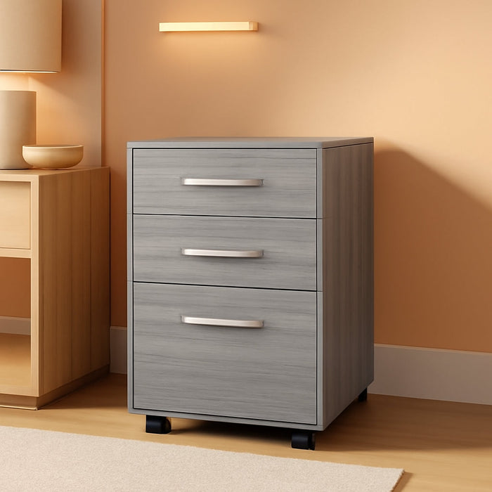 Bush Business Furniture Studio C 3 Drawer Mobile File Cabinet in Platinum Gray | Assembled Office Storage Unit for Home or Commercial Spaces
