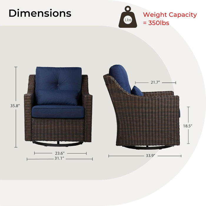 CHITA Patio Wicker Chair, 360° Rocking Swivel Outdoor Rattan Chair