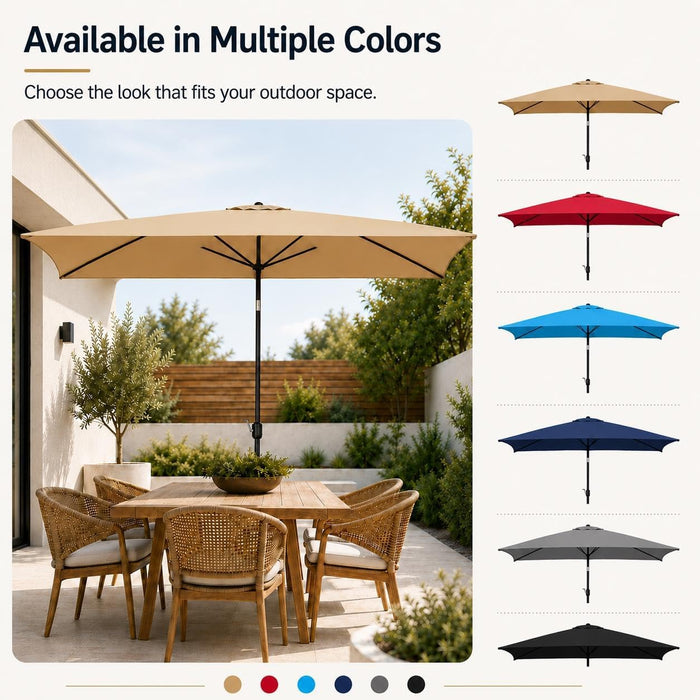 Yaheetech 6.5X10Ft Rectangular Patio Umbrella W/Easy Tilt & Crank, Tan