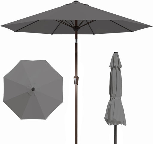 Patiokingdom Auto-Tilt 9FT Patio Umbrella Outdoor with 8 Sturdy Fiberglass Ribs,Market Table Umbrella for Pool,Backyard,Deck and Garden