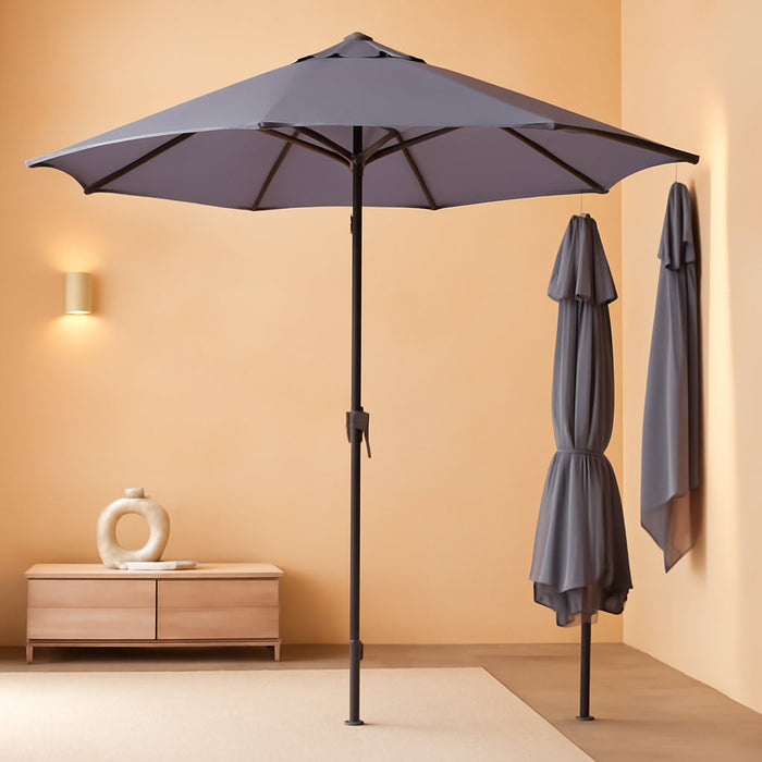 Patiokingdom Auto-Tilt 9FT Patio Umbrella Outdoor with 8 Sturdy Fiberglass Ribs,Market Table Umbrella for Pool,Backyard,Deck and Garden