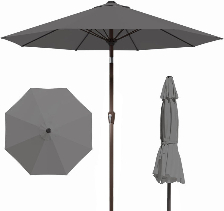 Patiokingdom Auto-Tilt 9FT Patio Umbrella Outdoor with 8 Sturdy Fiberglass Ribs,Market Table Umbrella for Pool,Backyard,Deck and Garden
