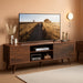 TV Stand for 55 60 Inch TV, Mid Century Modern TV Console, Entertainment Center with Storage for Living Room, Retro Brown