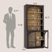 72" Tall Arched Storage Cabinet with Hutch, Bookcase with Open Shelves
