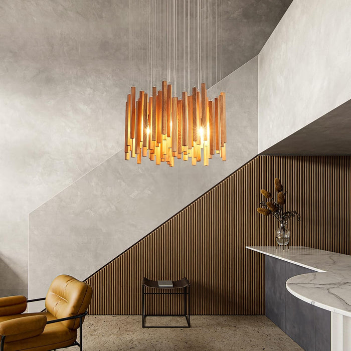 Large Wooden Farmhouse Chandelier For High Ceilings