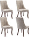 Velvet Dining Chairs Set of 4,Comfy Fabric Upholstered Accent Chairs for Kitchen Living Room,Channel Tufted Dining Room Chairs with Curved Solid Wood Legs(Beige)