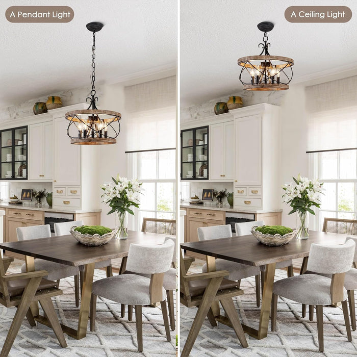15.7 Inches Farmhouse Chandelier Five Light Dining