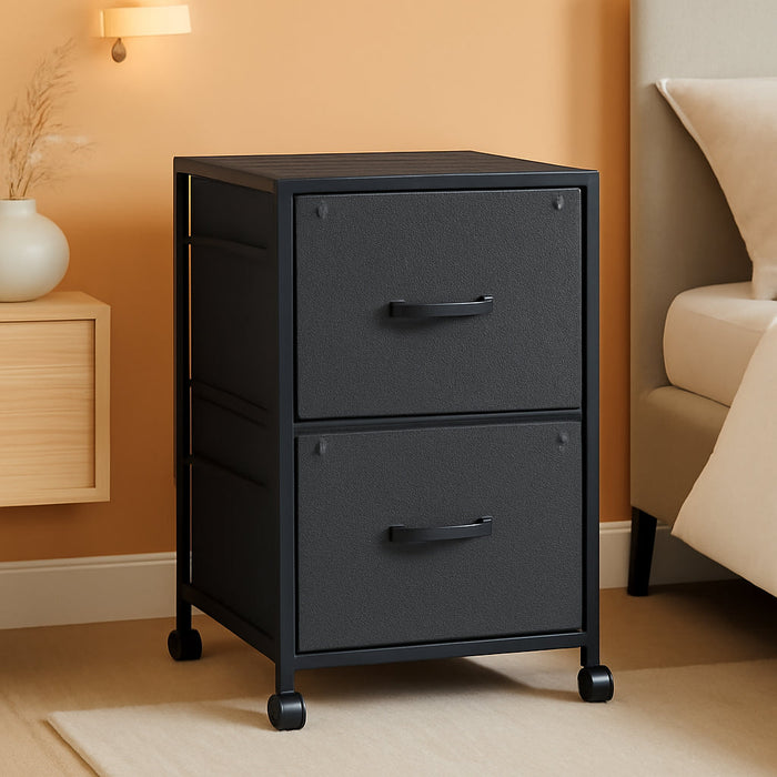 Filing Cabinets for Home Office 2 Drawer Fabric File Cabinet Small Rolling File Cabinet Printer Stand Lateral Filing Cabinet Fits A4 Letter Legal Size, Black